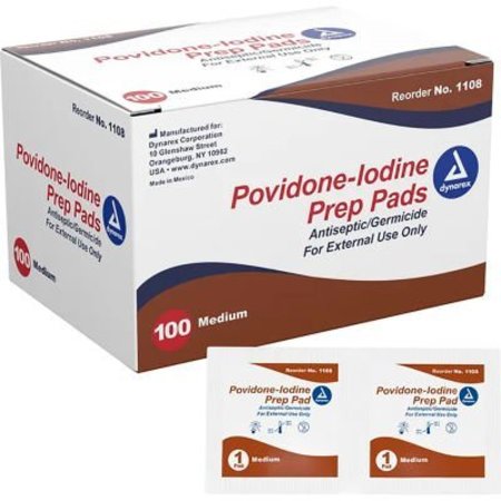 DYNAREX Dynarex Povidone Iodine Prep Pad, Medium, 1000 Pcs 1108